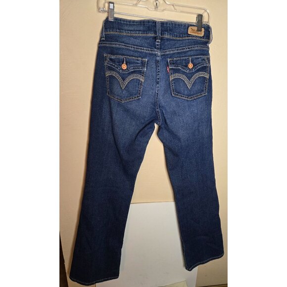 Levi's 529 Curvy Boot Dark Wash Ladies Jeans Sz 8 Distressed - Picture 2 of 5